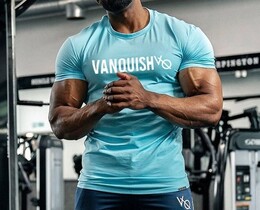 Фото - Мужская футболка VQH для спорта. Цвет: голубой - Men box