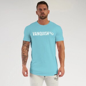 Фото - Чоловіча футболка VQH для спорту. Колір: блакитний - Men box