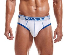 Фото - Чоловічі труси Lanvibum білі з брендованою гумкою - Men box