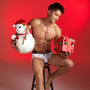 Фото - Мужские боксеры Seobean белые с цветными елками - Men box
