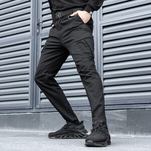 Фото - Штани Pobedov Tactical V2 чорні з накладними кишенями - Men box
