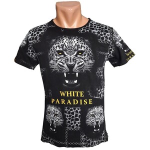 Фото - Футболка мужская White Paradise черная "Леопард" - Men box