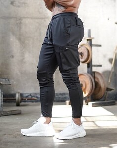 Фото - Штаны для фитнеса BUTZ черные с петлей для полотенца - Men box