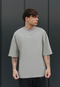Фото - Серая оверсайз футболка Staff gray logo oversize - Men box