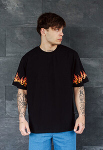 Фото - Черная футболка с огоньками Staff flames oversize - Men box