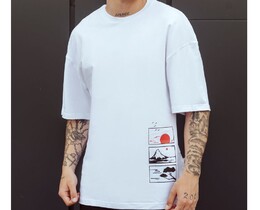 Фото - Футболка с японским пейзажем Staff white jap oversize - Men box