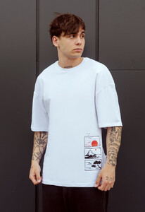 Фото - Футболка с японским пейзажем Staff white jap oversize - Men box