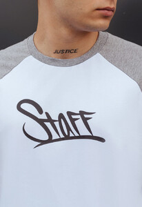 Фото - Бело-серая футболка Staff logo gray melange & white - Men box