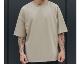 Фото - Базовая футболка оверсайз Staff beige olive oversize basic - Men box