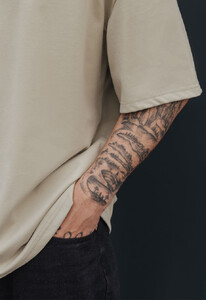 Фото - Базовая футболка оверсайз Staff beige olive oversize basic - Men box