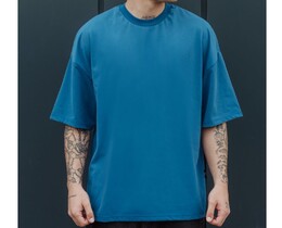 Фото - Синяя однотонная футболка Staff blue oversize basic - Men box