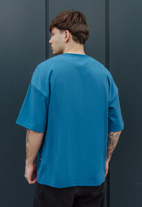 Фото - Синяя однотонная футболка Staff blue oversize basic - Men box