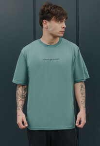 Фото - Бирюзовая оверсайз футболка Staff logo front turquoise oversize - Men box