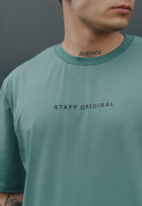 Фото - Бирюзовая оверсайз футболка Staff logo front turquoise oversize - Men box