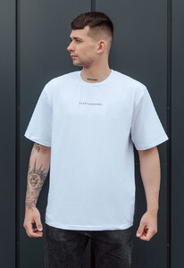 Фото - Белая оверсайз футболка Staff logo front white oversize - Men box