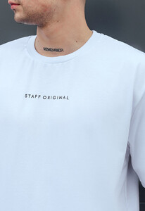 Фото - Белая оверсайз футболка Staff logo front white oversize - Men box
