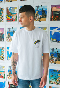 Фото - Белая оверсайз футболка Staff x Saga4 art 4 oversize - Men box