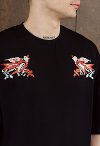 Фото - Футболка черная с птицами Staff ethno birds oversize - Men box