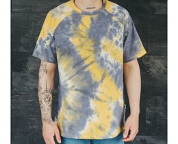 Фото - Серо-желтая футболка тай-дай Staff tay day c6 oversize - Men box