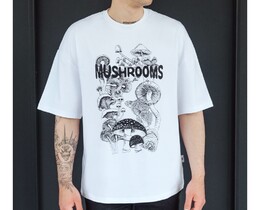 Фото - Белая футболка с грибами Staff mushrooms oversize - Men box