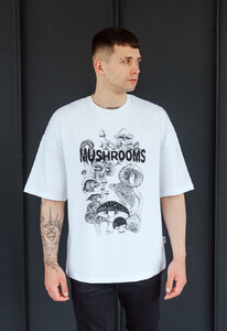 Фото - Белая футболка с грибами Staff mushrooms oversize - Men box