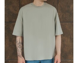 Фото - Однотонная серая футболка Staff gray oversize basic - Men box