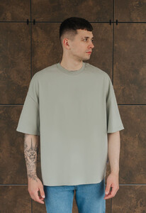 Фото - Однотонная серая футболка Staff gray oversize basic - Men box