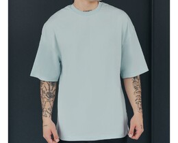 Фото - Футболка свободного кроя Staff light blue oversize - Men box