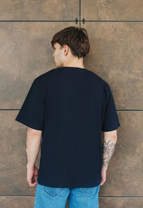 Фото - Футболка темно-синего цвета Staff logo front navy oversize - Men box