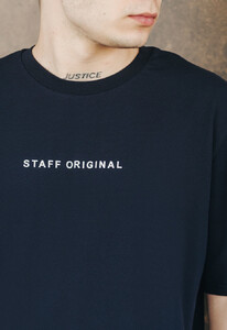 Фото - Футболка темно-синего цвета Staff logo front navy oversize - Men box