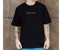 Фото - Черная оверсайз футболка Staff logo front black oversize - Men box