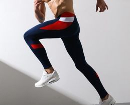 Фото - Модные спортивные леггинсы для мужчин темно-синего цвета - Men box