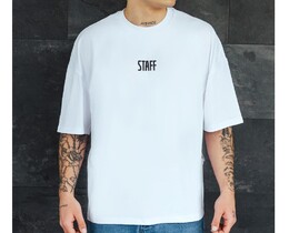 Фото - Белая хлопковая футболка Staff logo white oversize - Men box