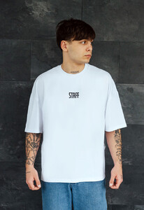 Фото - Белая хлопковая футболка Staff logo white oversize - Men box