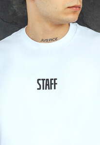 Фото - Белая хлопковая футболка Staff logo white oversize - Men box