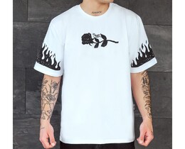 Фото - Футболка белая с розой Staff fire & rose oversize - Men box