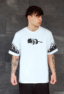 Фото - Футболка белая с розой Staff fire & rose oversize - Men box