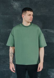 Фото - Базовая оверсайз футболка Staff green oversize premium - Men box