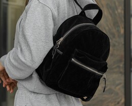 Фото - Жіночий рюкзак чорного кольору Staff am velor black - Men box