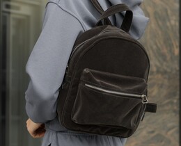 Фото - Жіночий темно-сірий рюкзак Staff am velor dark gray - Men box