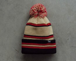Фото - Смугаста шапка з помпоном Staff black & beige - Men box