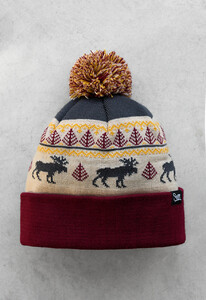 Фото - Шапка з новорічним принтом Staff bordo & beige pattern - Men box