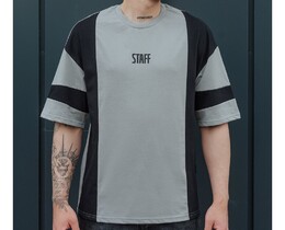 Фото - Футболка серо-черная Staff pu2 logo oversize - Men box
