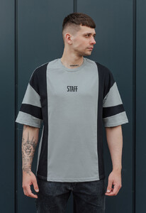 Фото - Футболка серо-черная Staff pu2 logo oversize - Men box