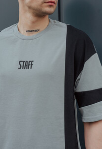 Фото - Футболка серо-черная Staff pu2 logo oversize - Men box