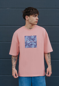 Фото - Футболка пудрово-розовая Staff logo & flowers oversize - Men box