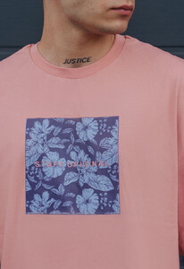 Фото - Футболка пудрово-розовая Staff logo & flowers oversize - Men box