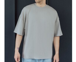 Фото - Базовая однотонная футболка Staff gray basic oversize - Men box