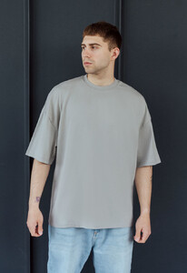 Фото - Базовая однотонная футболка Staff gray basic oversize - Men box