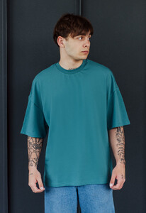 Фото - Футболка оверсайз Staff navy green basic oversize - Men box